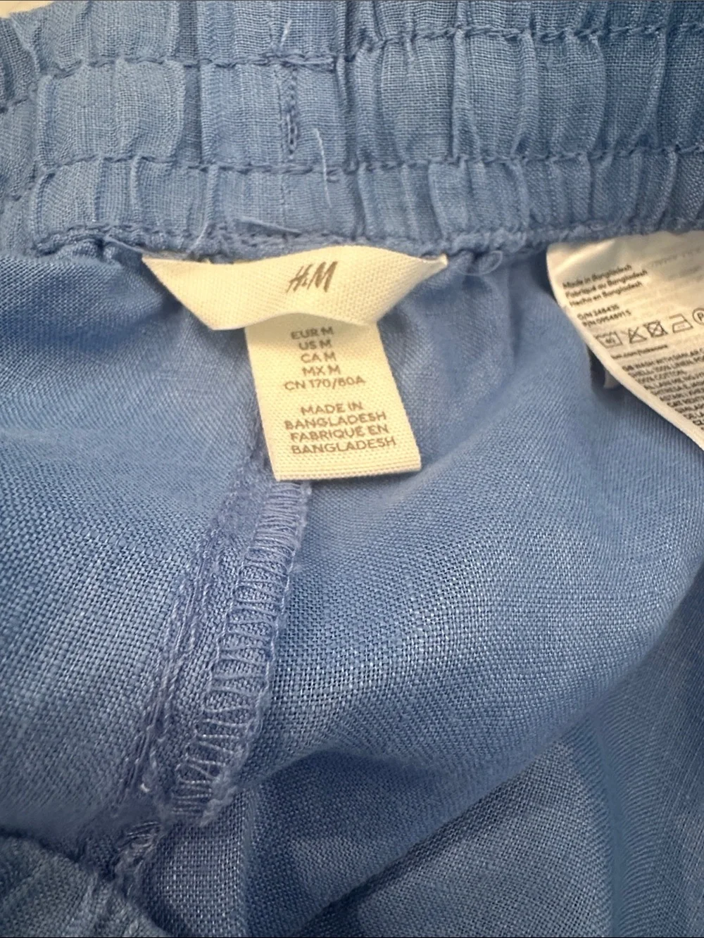 H&M Blue Linen Elastic Waist Pants
